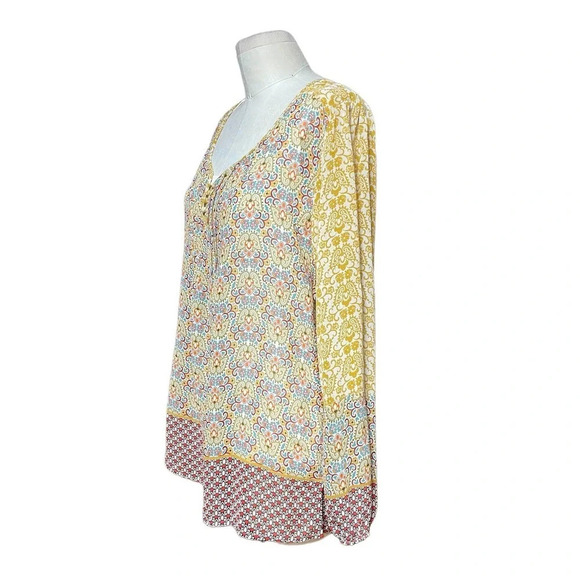 MiracleBody by MiracleSuit Floral Peasant Blouse Yellow Multi Size Large - Picture 4 of 9